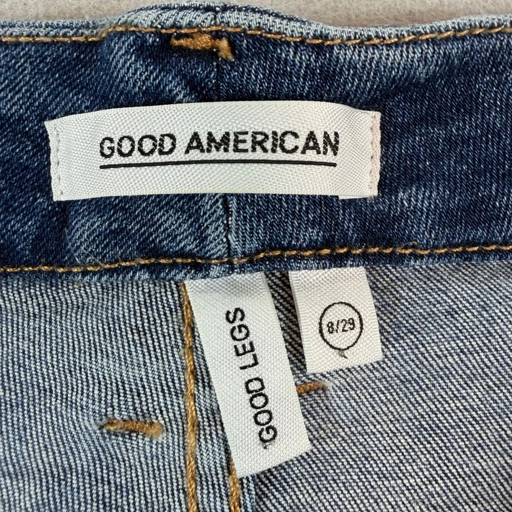 Good American Good Legs Skinny Jeans Womens 29 Distressed Raw Hem